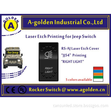 Carling Style 12V/ 24V LED Rocker Switch T85 15A Waterproof Cover "J" type Laser RGHT LIGHT writing